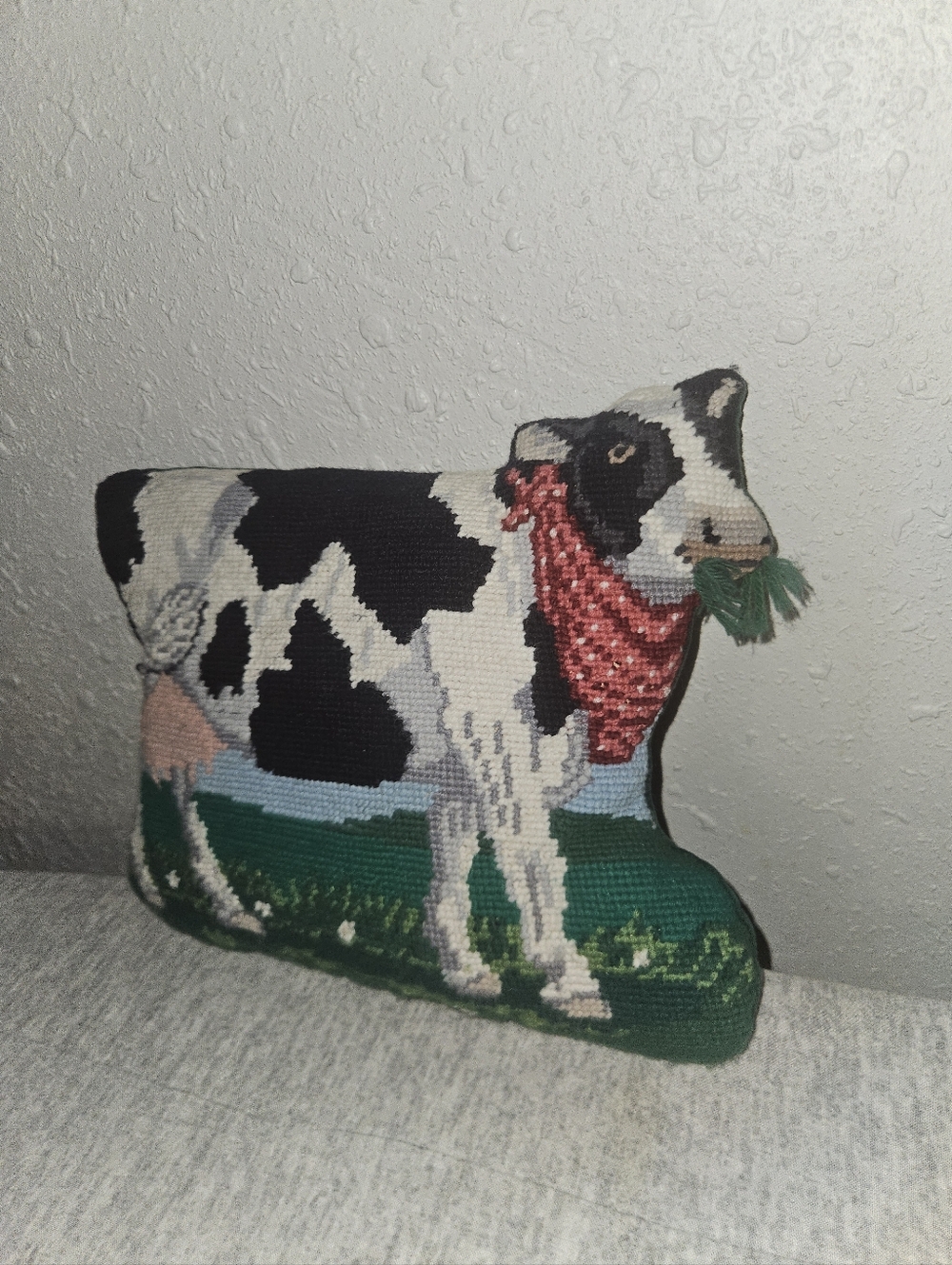 Friesian Cow Tapestry Needle Point Decorative  Pillow
